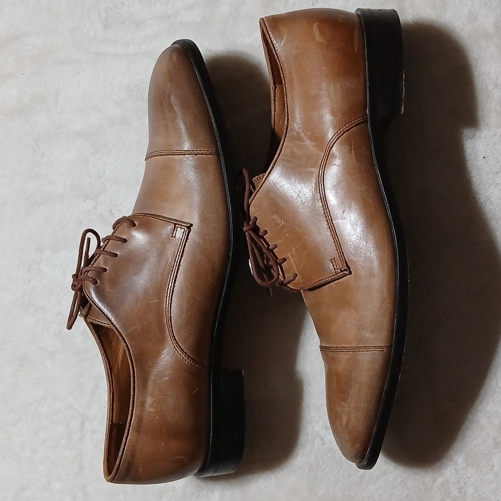 Massimo Matteo Mens 8.5M Italian Cap Toe Oxford Dress Shoes Tan